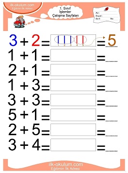 Çocuklar İçin toplam işlemi yaprak testleri 